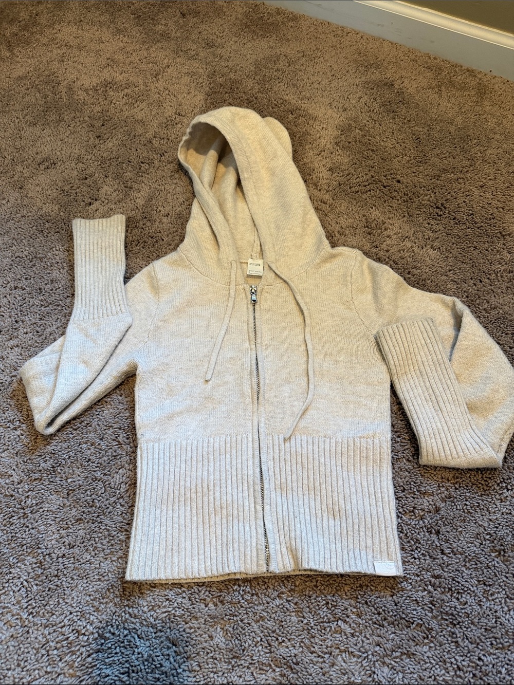 Gilly Hicks Neutral Beige Knit Zip Hoodie